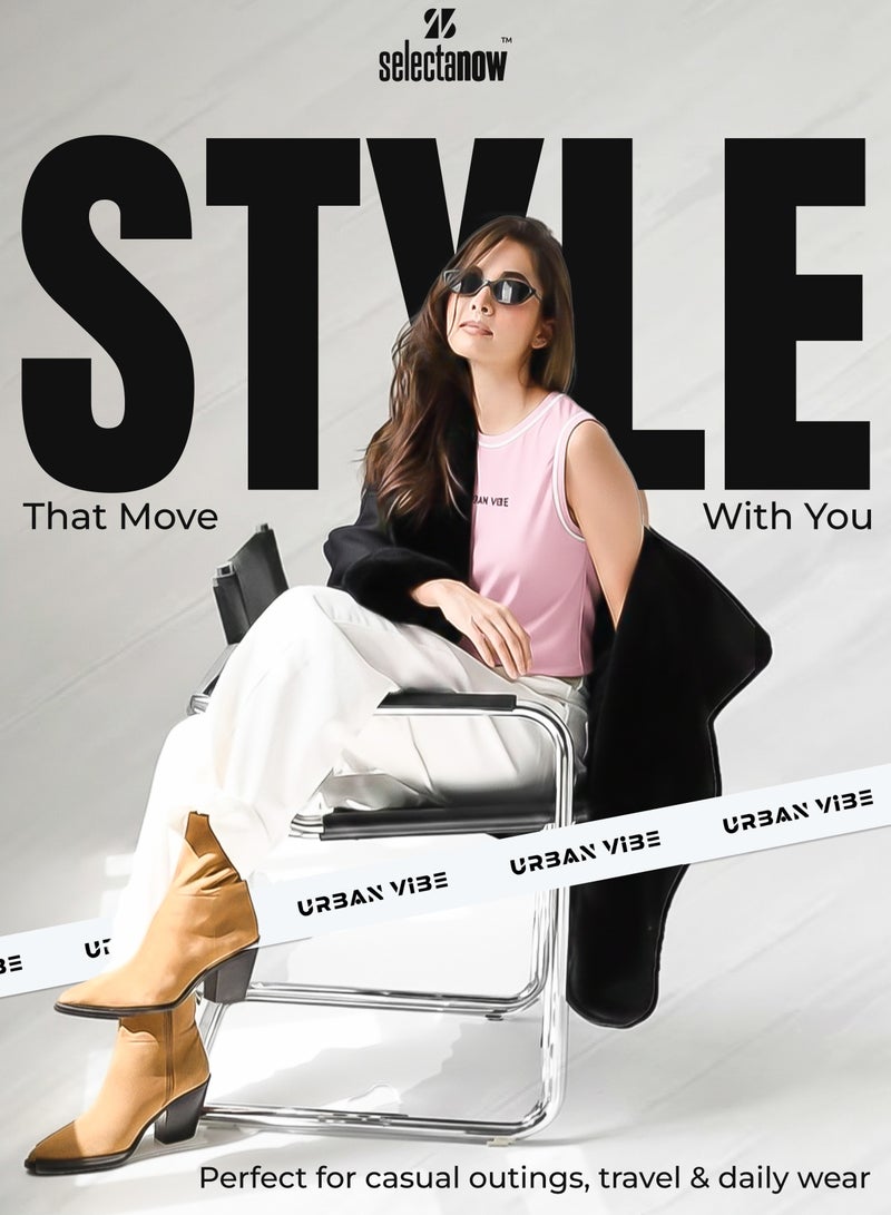 Selecta Now Ladies Sleeveless Cotton T-Shirt Baby Pink Breathable Contrast Piping Tank Top Soft Stretchable Women’s T Shirt - Image 4